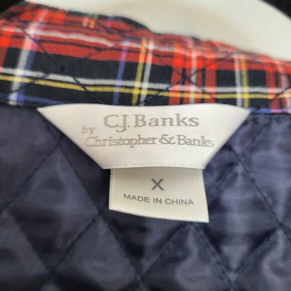 C.J. Banks Tartan Plaid Quilted Vest with Snap Closure and Pockets Size X /14W - Picture 10 of 12